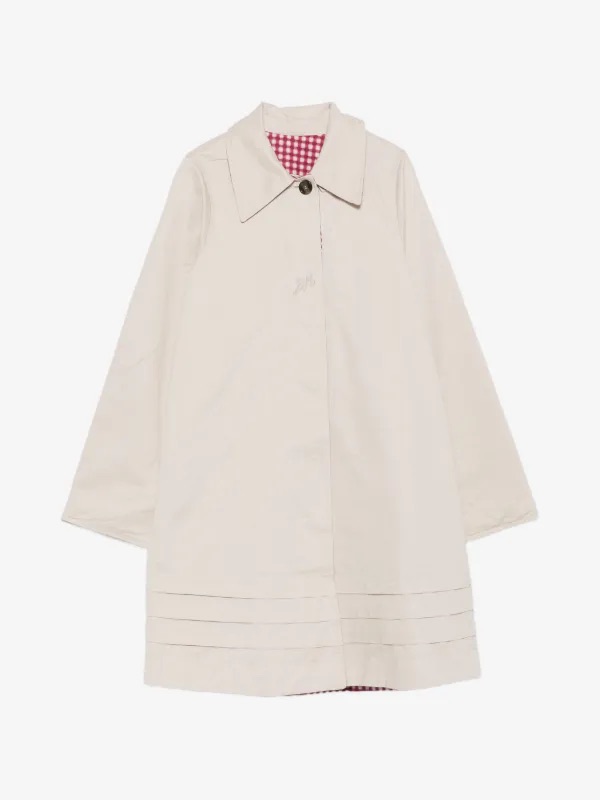 Damson Madder Reversible Trench - Cream And Plaid - Detachable Bows